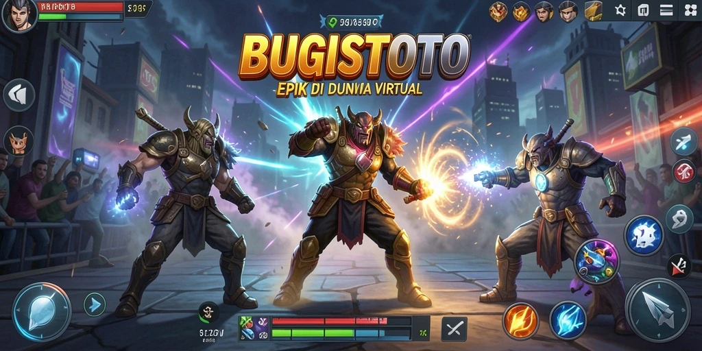 Screenshot menampilkan pertarungan intens dalam BUGISTOTO.