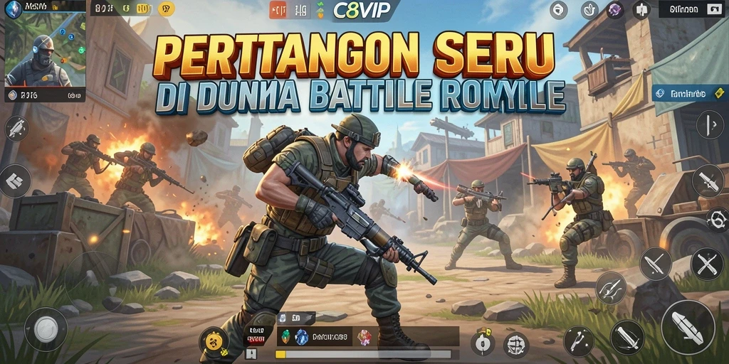 Tampilan gameplay seru C8VIP di medan pertempuran Battle Royale.