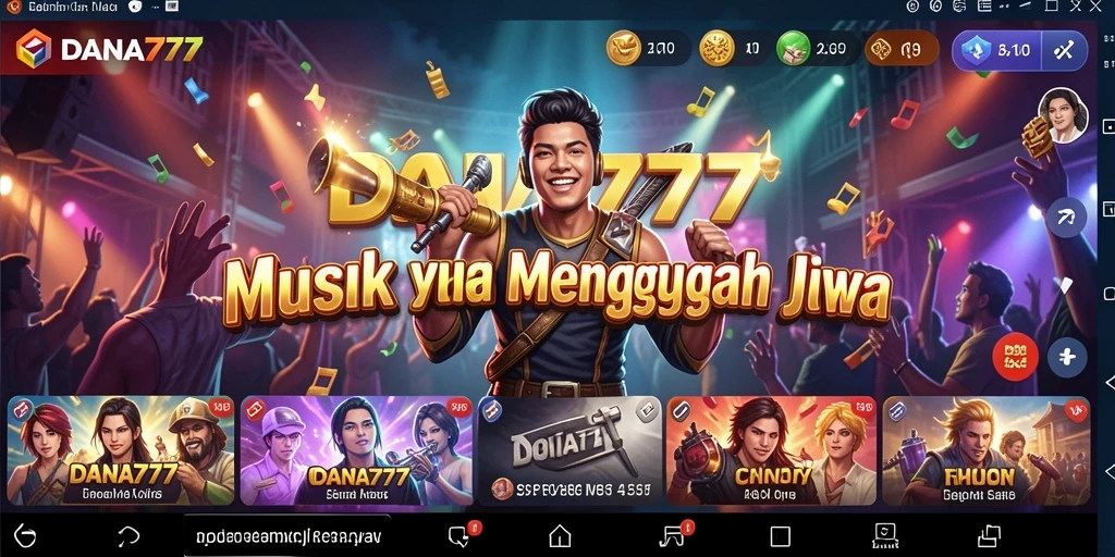 Tampilan gameplay interaktif DANA777 dengan berbagai lagu.
