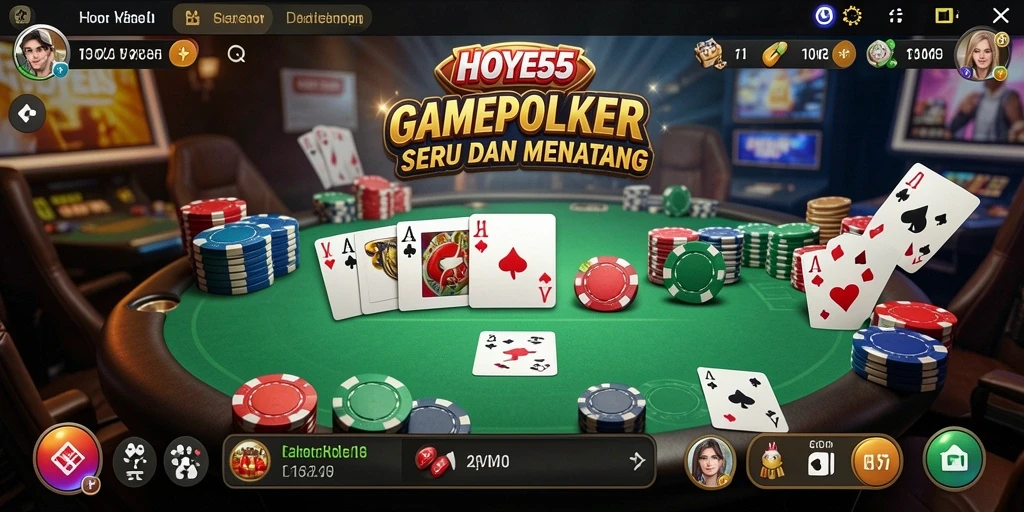 Tampilan gameplay Poker yang seru di HOYE55.