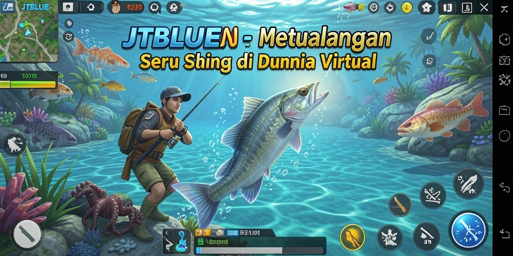 Tangkapan ikan besar dalam JTBLUE dengan grafis yang realistik.