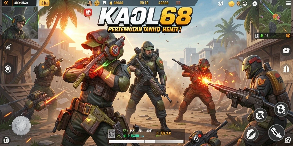 Gameplay KAOL68 mempertunjukkan aksi Battle Royale yang mendebarkan.