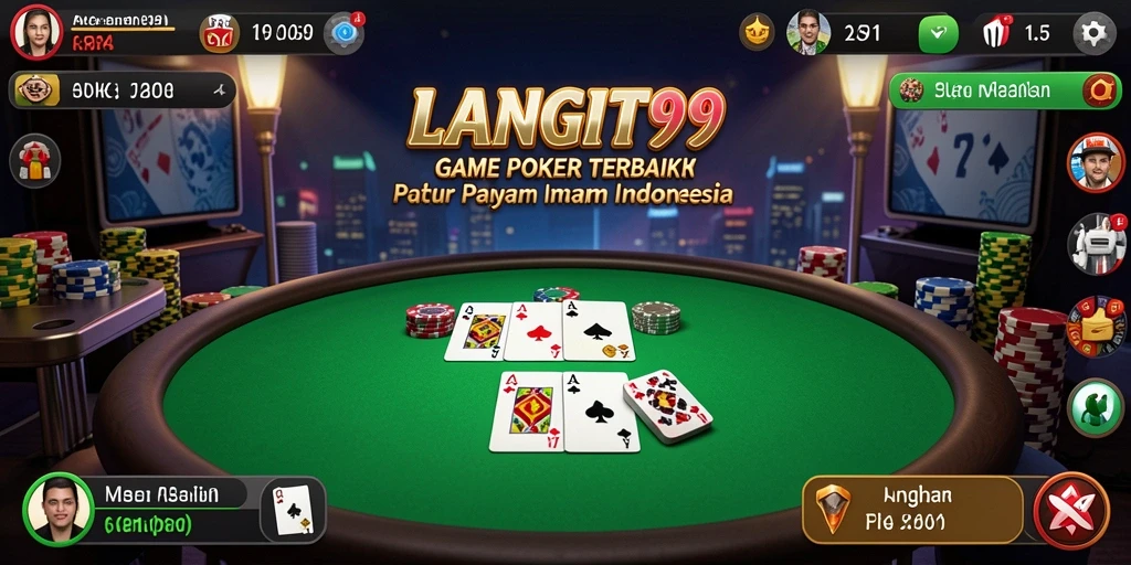 Screenshot gameplay LANGIT99 yang menarik dan kompetitif di meja poker.