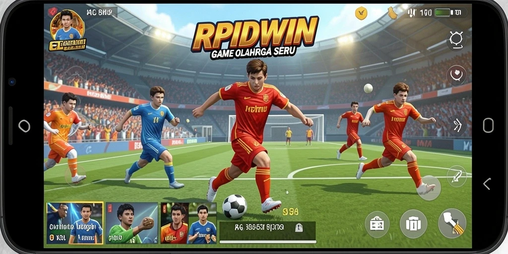 Tampilan gameplay RPIDWIN dengan aksi olahraga seru.