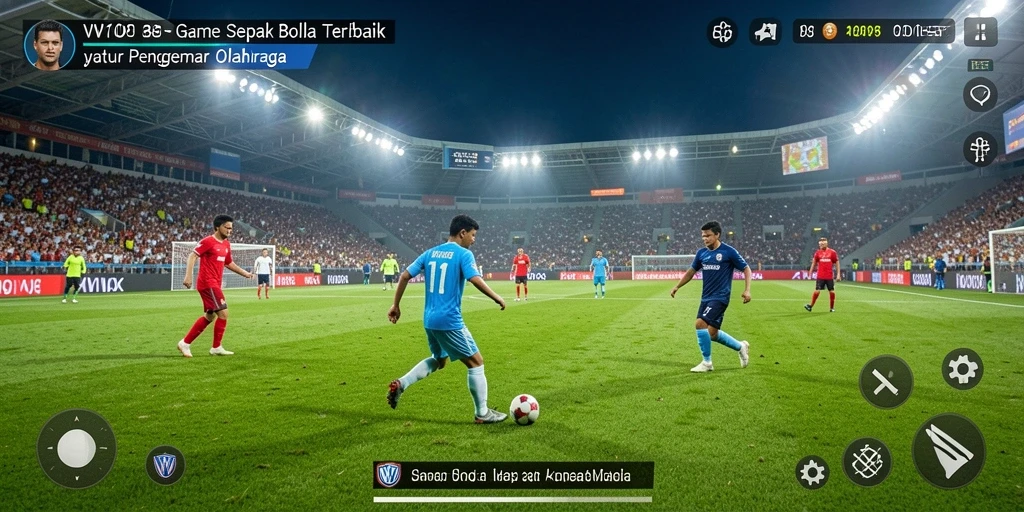 Screenshot VW108 menampilkan aksi gameplay sepak bola yang mendebarkan.